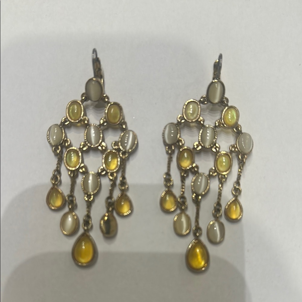 Elegant Vintage  Gold and Pearl Chandelier Earrings
